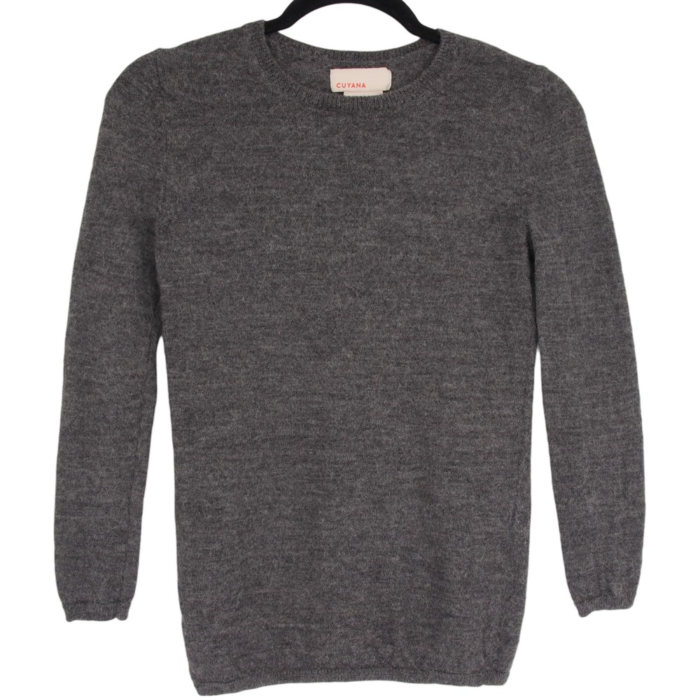 Cuyana Womens Gray 100% Baby Alpaca Crewneck Sweater Size XS Lightweight